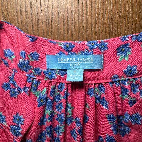 Draper James RSVP Mini Dress Pink Blue Floral V-neck tie waist Size Small - Picture 3 of 4